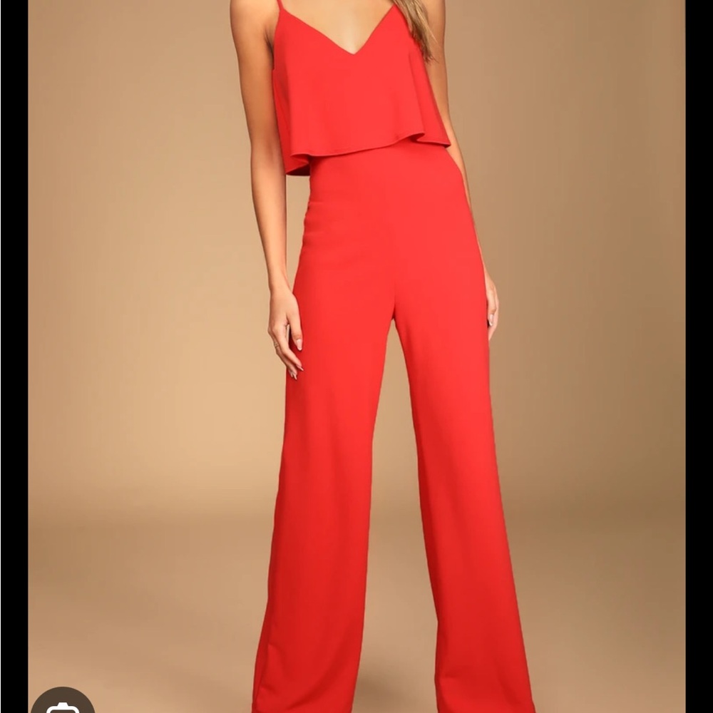Lulu's Vibrant Red Jumpsuit